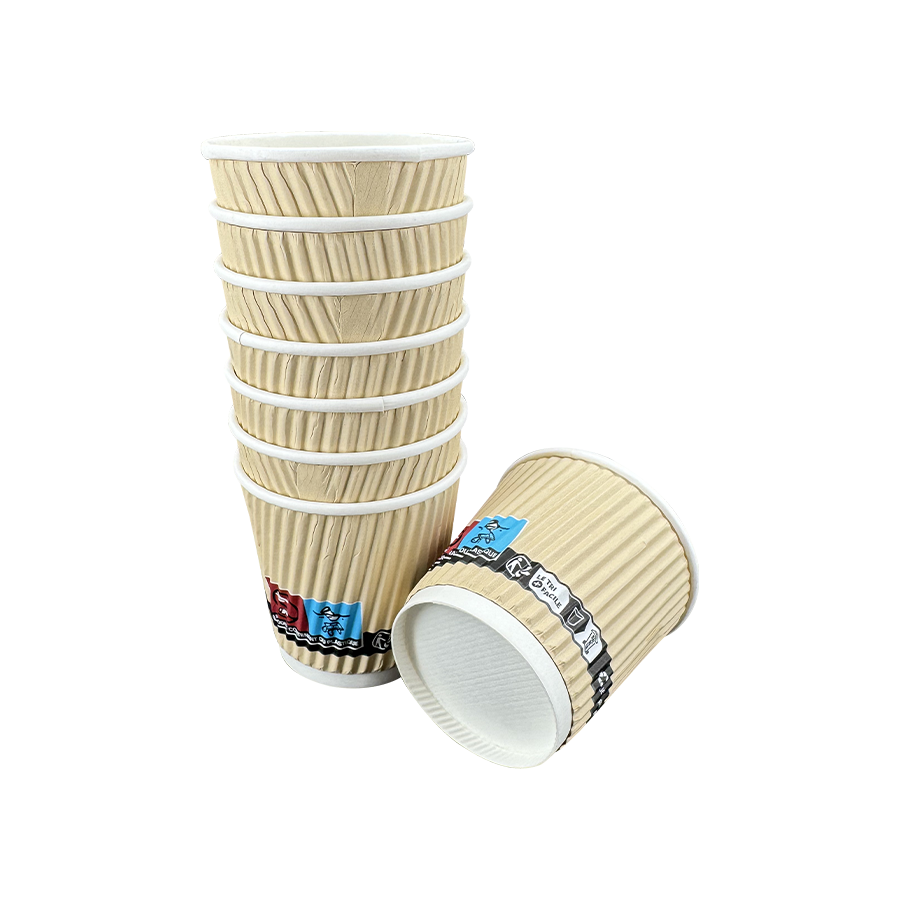 4oz Ripple Wall ถ้วยกระดาษกาแฟแบบใช้แล้วทิ้ง